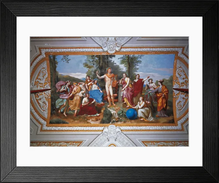 Framed Print : The Parnassus, by Anton Raphael Mengs, 1760 - 1761, 18th Century, fresco, - Italy, Lazio, Rome, Villa Torlonia former Albani, gallery vault. All Framed Print : The Parnassus, by Anton Raphael Mengs, 1760 - 1761, 18th Century, fresco, - Italy, Lazio, Rome, Villa Torlonia former Albani, gallery vault. All