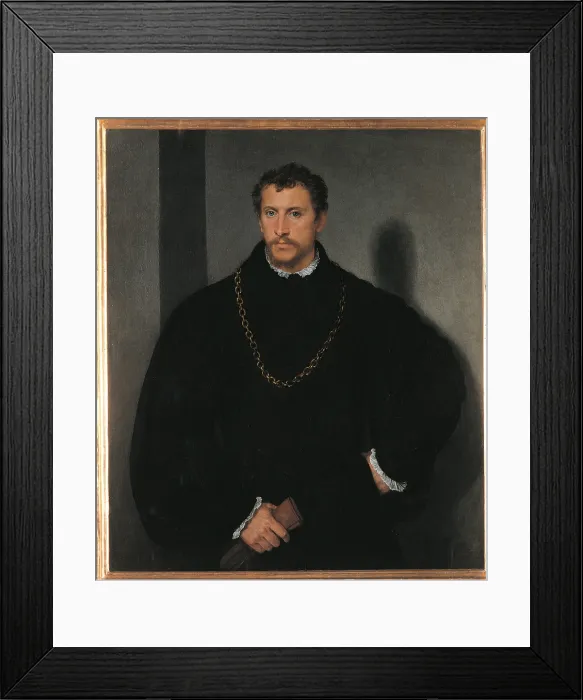 Framed Print : The Young Englishman, by Tiziano Vecellio known as Titian, 1525 about, 16th Century, oil on canvas, cm 112 x 95 - Italy, Tuscany, Florence, Palazzo Pitti, Palatine Gallery. All