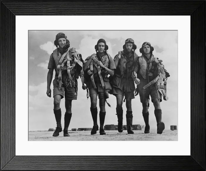 Framed Print : Canadian pilots arriving in the Middle East for service with the British Royal Air Force (R.A.F.). 1942 during World War 2. (BSLOC_2013_14_12)