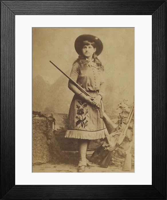 Framed Print : Miss Annie Oakley in 1885, the year she and husband Frank Butler joined BUFFALO BILLS WILD WEST