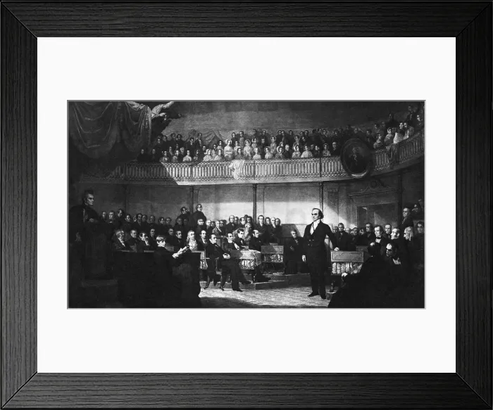 Framed Print : Massachusetts Senator Daniel Websters reply to South Carolina Senator Robert Hayne in January 1830