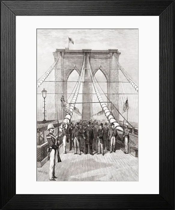Framed Print : Pres. Chester Arthur and Mayor Franklin Edson led the opening crossing of the Brooklyn Bridge, May 24, 1883