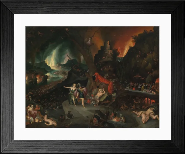 Framed Print : AENEAS AND THE SIBYL IN THE UNDERWORLD, by Jan Brueghel the Younger, 1630-1639, Flemish oil painting. Oil on copper painting illustrates a scene from Virgils AENEID