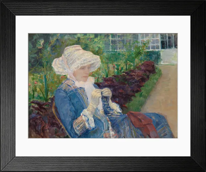 Framed Print : Lydia Crocheting in the Garden at Marly, by Mary Cassatt, 1880, Impressionist oil painting