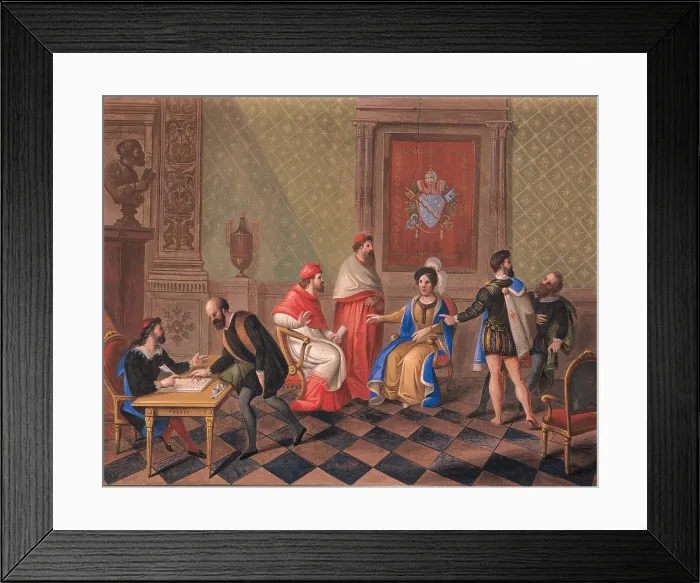 Framed Print : The Government during the Papal Rule in Ferrara, by Unknown Artist, 1598 post, 16th Century, fresco, - Italy, Emilia Romagna, Ferrara, Ferrara, Este Castle. All Framed Print : The Government during the Papal Rule in Ferrara, by Unknown Artist, 1598 post, 16th Century, fresco, - Italy, Emilia Romagna, Ferrara, Ferrara, Este Castle. All