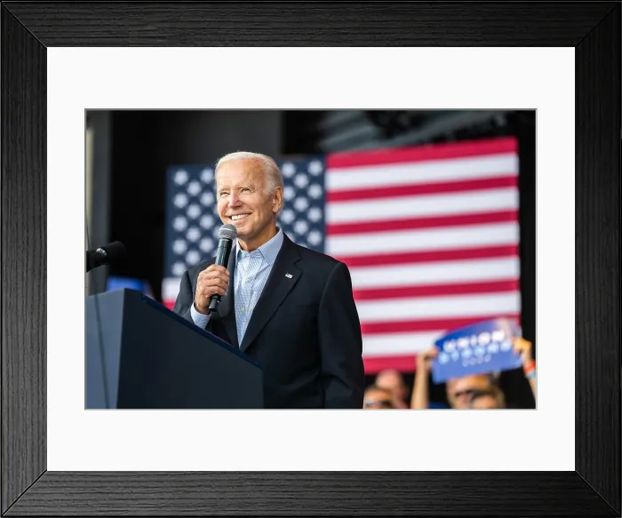 Framed Print : President Joe Biden speaks at Milwaukee Laborfest at Henry Maier Festival Park on Labor Day, Sept. 5, 2022, in Milwaukee, Wisconsin Framed Print : President Joe Biden speaks at Milwaukee Laborfest at Henry Maier Festival Park on Labor Day, Sept. 5, 2022, in Milwaukee, Wisconsin
