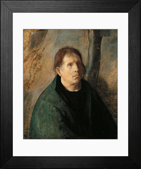 Framed Print : Potrait of a Man, by Unknown Artist, 1511, 16th Century, oak wood, - Switzerland, Canton Ticino, Lugano, Lugano, Villa Favorita, Thyssen-Bornemisza Collection. Full view