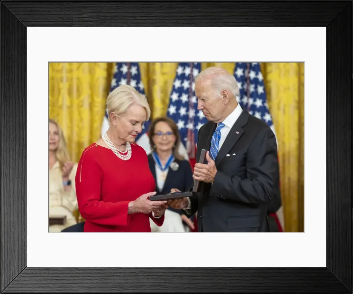Framed Print : President Joe Biden presents the Medal of Freedom to Ambassador Cindy McCain, July 7, 2022 Framed Print : President Joe Biden presents the Medal of Freedom to Ambassador Cindy McCain, July 7, 2022