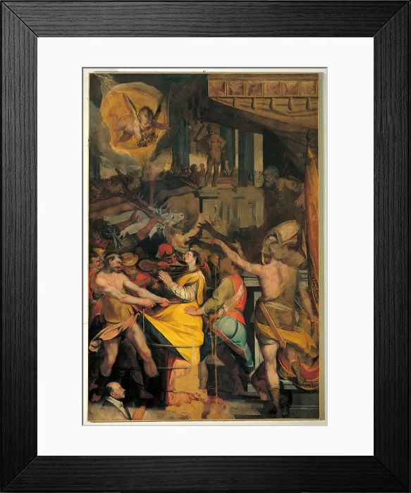 Framed Print : The Martyrdom of St Lucia, by Giorgio Picchi, 1550 - 1599 about, 16th Century, - Italy, Marche, Pesaro Urbino, Urbania, Morti Church. All