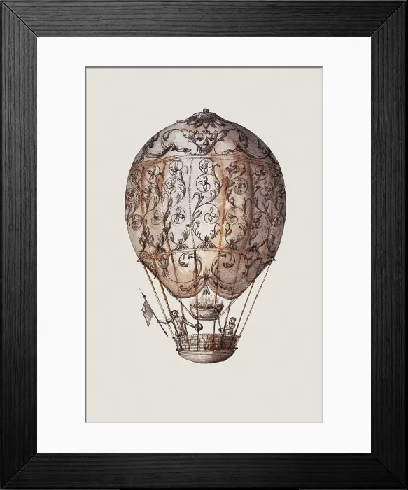 Framed Print : Hot-air balloon from 18th century. Engraving. - BeBa / Iberfoto / Everett Collection (588127)**US SALES ONLY** Framed Print : Hot-air balloon from 18th century. Engraving. - BeBa / Iberfoto / Everett Collection (588127)**US SALES ONLY**