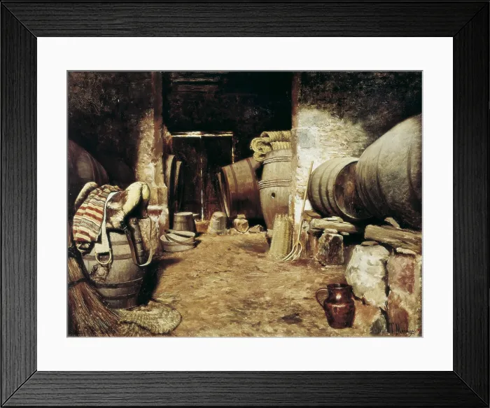 Framed Print : MORAGAS i TORRAS, TomAs (1837-1906). Interior of a Wine Cellar. 2nd half 19th c. Oil on canvas. SPAIN. Barcelona. National Art Museum of Catalonia. - P Framed Print : MORAGAS i TORRAS, TomAs (1837-1906). Interior of a Wine Cellar. 2nd half 19th c. Oil on canvas. SPAIN. Barcelona. National Art Museum of Catalonia. - P