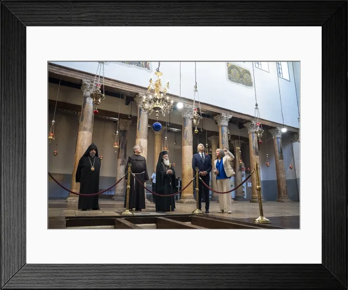 Framed Print : President Joe Biden tours the Church of the Nativity in Bethlehem, July 15, 2022