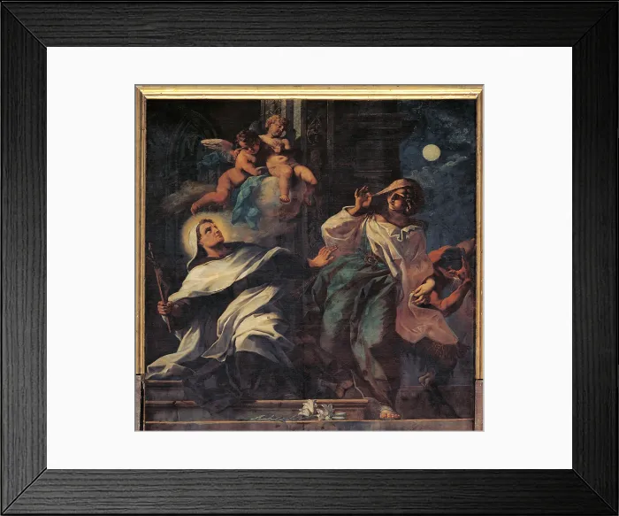 Framed Print : The Temptation of St Albert the Carmelite, by Santo Piatti, 18th Century, - Italy, Veneto, Venice, Carmini Church. All Framed Print : The Temptation of St Albert the Carmelite, by Santo Piatti, 18th Century, - Italy, Veneto, Venice, Carmini Church. All