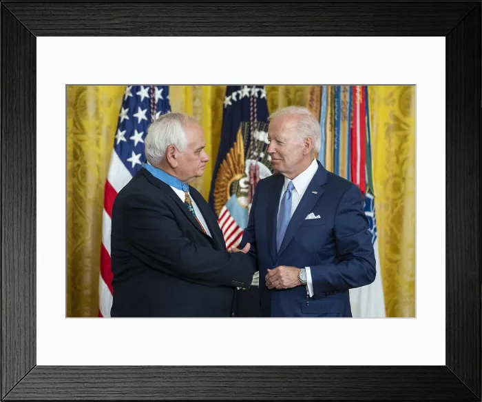 Framed Print : President Joe Biden presents the Medal of Honor to Specialist Dwight Birdwell