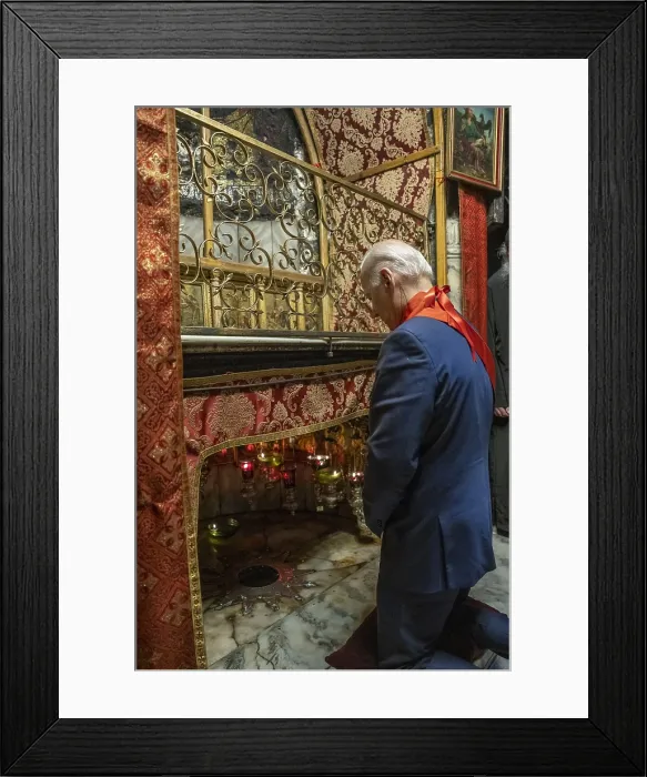 Framed Print : President Joe Biden visits the Greek Orthodox Altar with Patriarch Theophilos III, July 15, 2022, at the Church of the Nativity in Bethlehem Framed Print : President Joe Biden visits the Greek Orthodox Altar with Patriarch Theophilos III, July 15, 2022, at the Church of the Nativity in Bethlehem