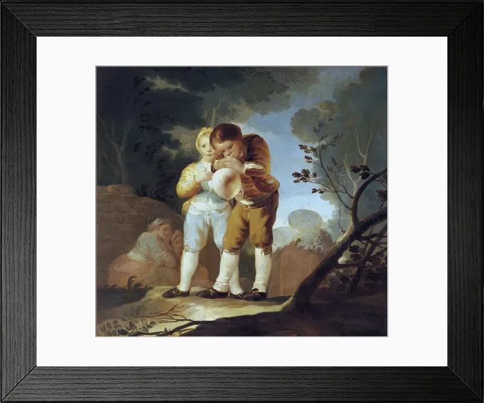 Framed Print : GOYA Y LUCIENTES, Francisco de (1746-1828). Boys Blowing up a Bladder. ca. 1778. Aimed for the door of the Dinning Room at El Pardo. Painted just before 1778. Oil on canvas