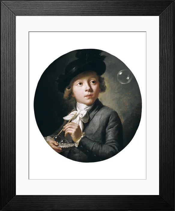 Framed Print : WYRSCH, Johann Melchior Joseph (1732-1798). Soap Bubbles. 1784. Neoclassicism. Oil on canvas. FRANCE. Besanon. Museum of Fine Arts and Archaeology