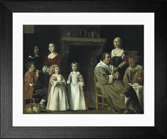 Framed Print : Portraits in an interior. 1647; Portraits in an interior. 1647. Scene of a farmer family. French school. Attributed to Louis or Antoine Le Nain. Baroque art. Oil on canvas