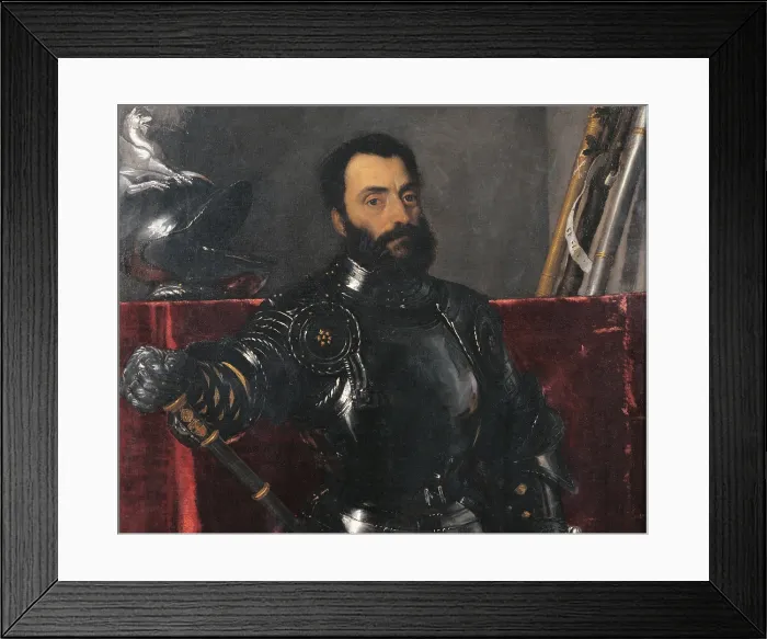 Framed Print : Portrait of Francesco Maria della Rovere, by Tiziano Vecellio known as Titian, 1536 - 1538 about, 16th Century, oil on canvas, cm 114 x 103 - Italy, Tuscany, Florence