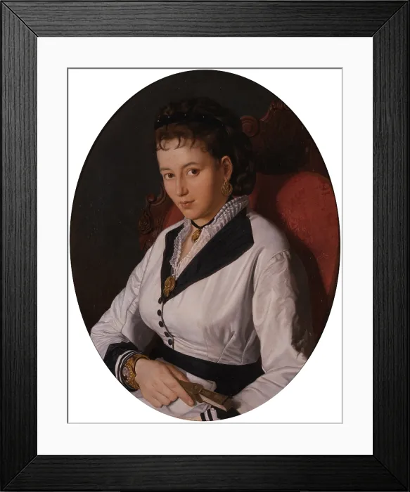Framed Print : Portrait of Young Lady, by Pompeo Marino Molmenti, 1847, 19th Century, canvas - Italy, Veneto, Venice, Ca Pesaro - Galleria Internazionale d'Arte Moderna