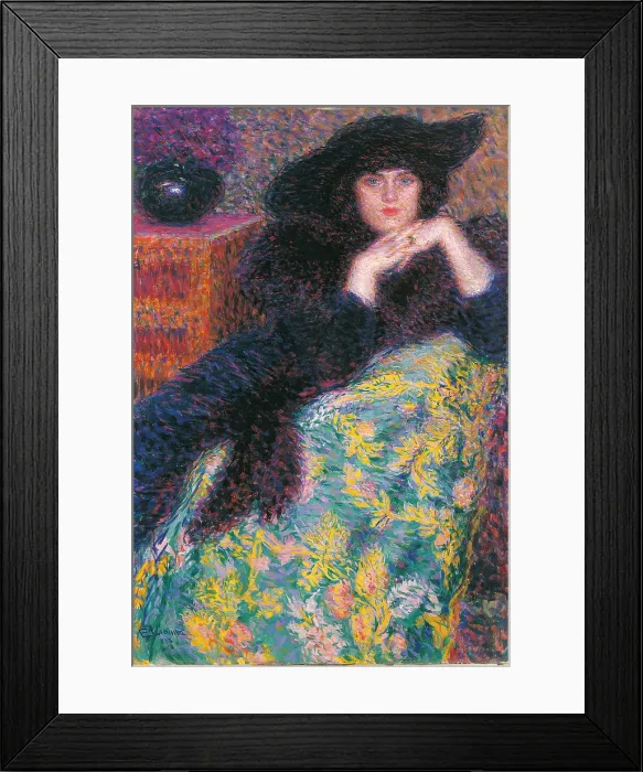 Framed Print : Violet, by Enrico Lionne, 1913, 20th Century, oil on canvas, cm 116 x 80 - Italy, Lazio, Rome, Town Gallery of Modern Art, Palazzo Braschi. All