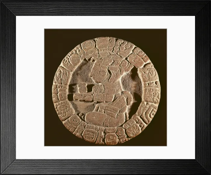 Framed Print : Disc from ToninA. 40-41. Maya art. Relief on rock. MEXICO. Mexico City. National Museum of Anthropology. Proc: MEXICO. Ocosingo. Tonina Framed Print : Disc from ToninA. 40-41. Maya art. Relief on rock. MEXICO. Mexico City. National Museum of Anthropology. Proc: MEXICO. Ocosingo. Tonina