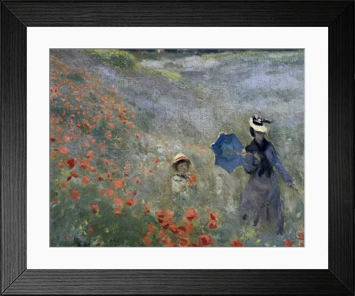 Framed Print : MONET, Claude (1840-1926). Wild Poppies. 1873. Surroundings of Argenteuil. Right lower detail of the work. Impressionism. Oil on canvas. FRANCE. Paris
