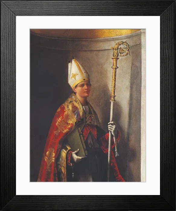 Framed Print : St Louis of Toulouse, by Sebastiano Luciani known as Sebastiano del Piombo, 1508 - 1509 about, 16th Century, oil on canvas, cm 239 x 137 - Italy, Veneto, Venice
