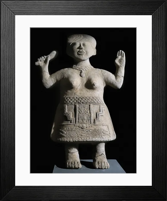 Framed Print : Priestess with raised arms. 4th-9th c. Totonacan art. Sculpture; Terra-cotta. MEXICO. Jalapa. Regional Museum. - BeBa / Iberfoto / Everett Collection (585597)**US SALES ONLY**