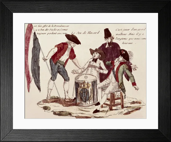 Framed Print : French Revolution. 'Le Jeu de Hazard' (The Gambling). Caricature alluding to the abolition of privileges of the nobility and clergy