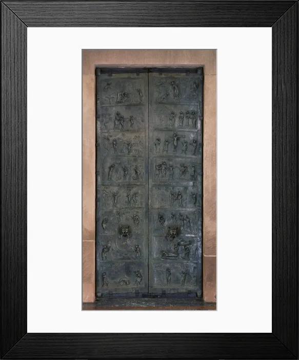 Framed Print : The Bernward Doors. 1015. GERMANY. Hildesheim. Cathedral of St. Mary. Decorated with the Biblical Scenes of Creation and Redemption. Ottonian art. Relief Framed Print : The Bernward Doors. 1015. GERMANY. Hildesheim. Cathedral of St. Mary. Decorated with the Biblical Scenes of Creation and Redemption. Ottonian art. Relief