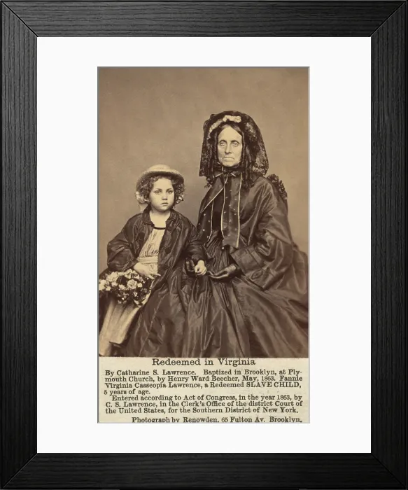 Framed Print : Catharine Lawrence, with the former slave child she adopted, Fannie Lawrence, 1863