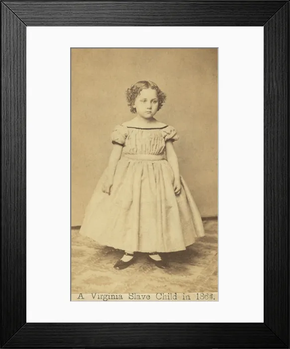 Framed Print : Fannie Virginia Casseopia Lawrence, the famous redeemed slave, at age 5. Her adopted mother was active in the anti-slavery movement