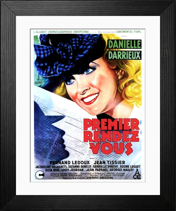 Framed Print : HER FIRST AFFAIR (PREMIER RENDEZ-VOUS), French poster, Danielle Darrieux, 1941