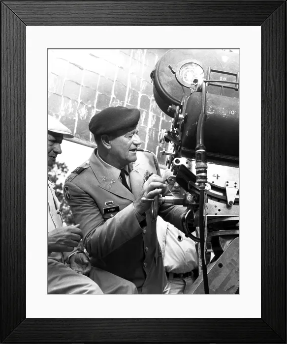 Framed Print : THE GREEN BERETS, co-director and star John Wayne, on-set, 1968