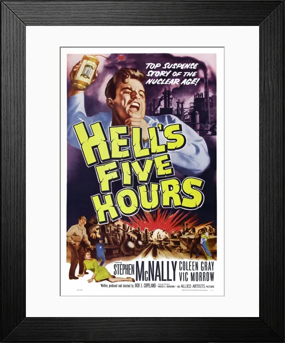 Framed Print : HELL'S FIVE HOURS, US poster, Vic Morrow (top), 1958 Framed Print : HELL'S FIVE HOURS, US poster, Vic Morrow (top), 1958