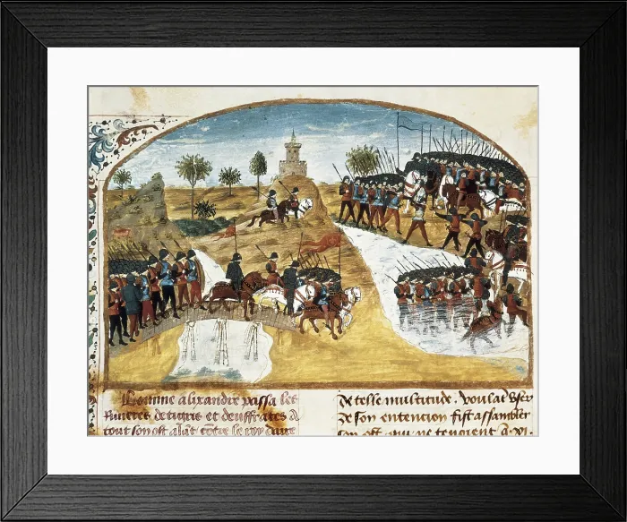 Framed Print : CURTIUS, Rufus Quintus (1st century). The history of Alexander the Great. 1461 - 1468. Alexander crossing the rivers Tigris and Euphrates Framed Print : CURTIUS, Rufus Quintus (1st century). The history of Alexander the Great. 1461 - 1468. Alexander crossing the rivers Tigris and Euphrates