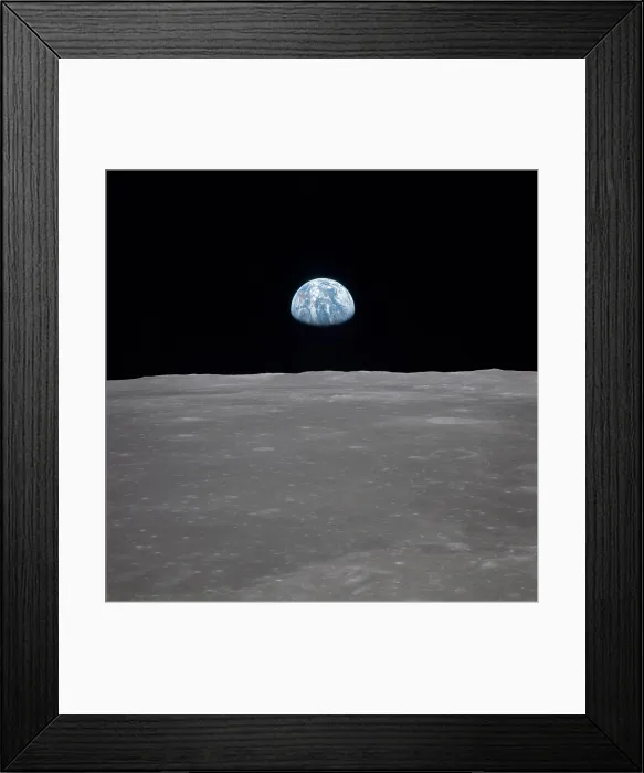 Framed Print : Apollo 11 Earth rise over the Moon. Earth on the horizon in the Mare Smythii Region of the Moon. Image 7 of a NASA sequence of 18. July 20, 1969 Framed Print : Apollo 11 Earth rise over the Moon. Earth on the horizon in the Mare Smythii Region of the Moon. Image 7 of a NASA sequence of 18. July 20, 1969