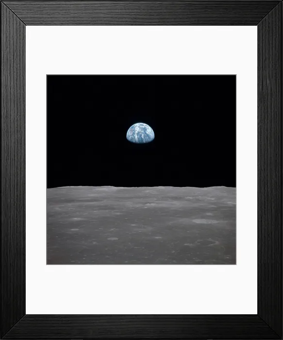 Framed Print : Apollo 11 Earth rise over the Moon. Earth on the horizon in the Mare Smythii Region of the Moon. Image 14 of a NASA sequence of 18. July 20, 1969 Framed Print : Apollo 11 Earth rise over the Moon. Earth on the horizon in the Mare Smythii Region of the Moon. Image 14 of a NASA sequence of 18. July 20, 1969
