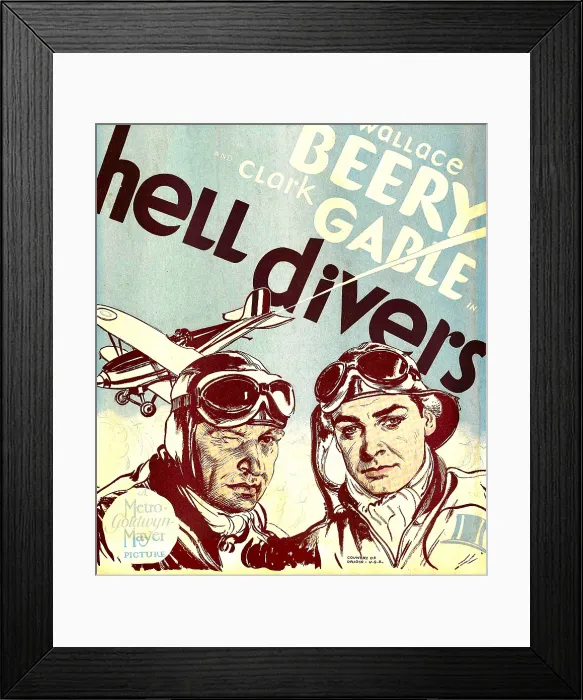 Framed Print : HELL DIVERS, from left: Wallace Beery, Clark Gable on window card, 1932 Framed Print : HELL DIVERS, from left: Wallace Beery, Clark Gable on window card, 1932