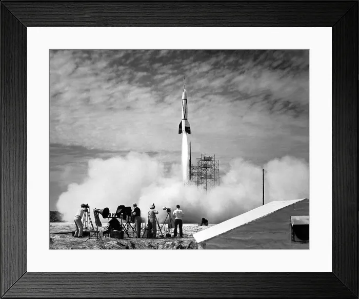 Framed Print : V-2 copy launched. The US rocket was based on the German V-2 missile and was the first missile launched at Cape Canaveral on July 24, 1950