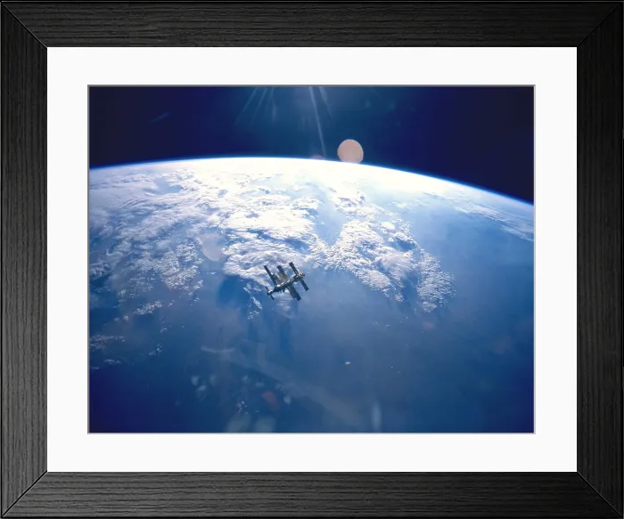 Framed Print : Russian Space Station Mir. Mir was assembled in orbit from 1986 to 1996