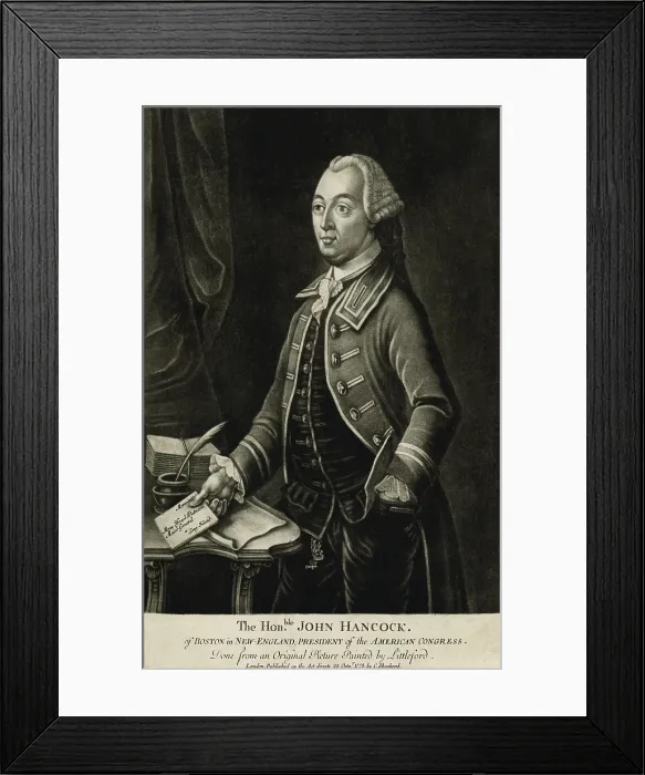 Framed Print : American Revolution, John Hancock, was President of the Second Continental Congress, and served from May 24, 1775 - Oct. 1777