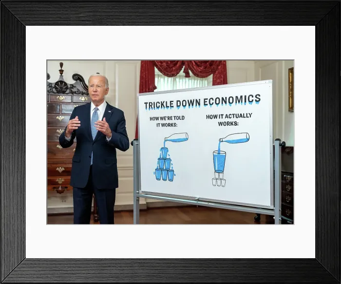 Framed Print : President Joe Biden records a digital video on Bidenomics, August 16, 2023, in the Map Room of the White House