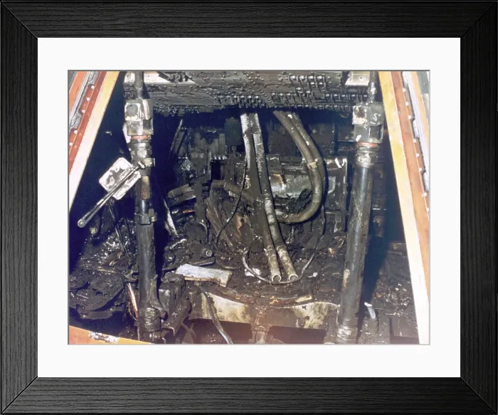 Framed Print : Interior of NASA's Apollo 1 space capsule following the fire that killed three astronauts