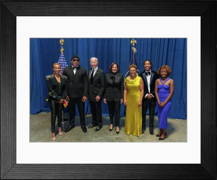 Framed Print : President Joe Biden and Vice President Kamala Harris pose with recipients at the Congressional Black Caucus Foundation Phoenix Awards, Sept. 23, 2023, in Washington, D.C