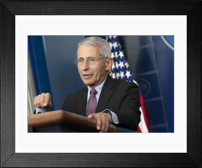 Framed Print : Dr. Anthony Fauci urges citizens to continue following the President's coronavirus guidelines during a COVID-19 White House briefing, April 22, 2020 (BSLOC_2020_4_33)