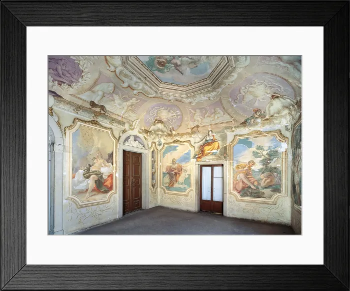 Framed Print : Decorations of the Barchessa Hall, by Giovanni Antonio Pellegrini, 1708 ante, 18th Century, fresco, - Italy, Veneto, Venice, Mira, Villa Alessandri-Furegon Fontana