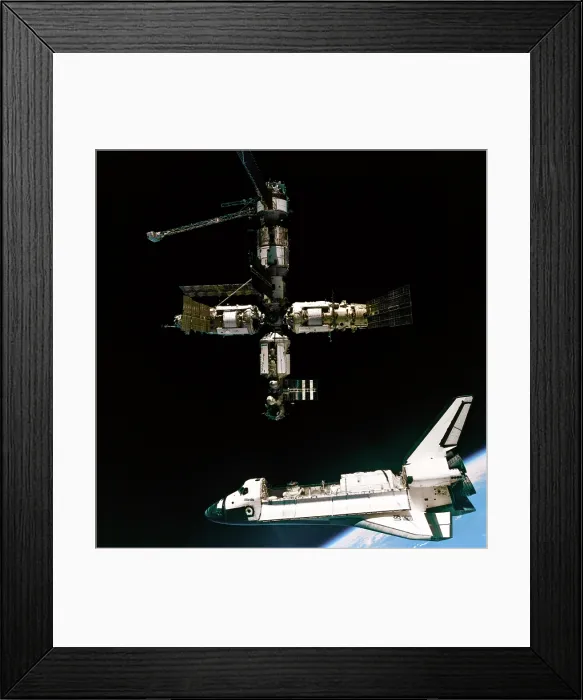 Framed Print : Space Shuttle Atlantis departing the Mir Russian Space Station Framed Print : Space Shuttle Atlantis departing the Mir Russian Space Station