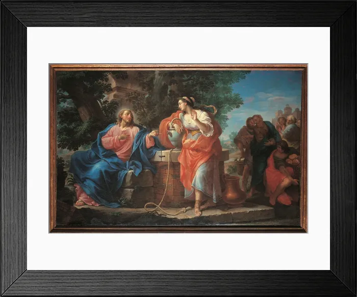 Framed Print : The Samaritan (Woman) at the Well, by Giuseppe Peroni, 18th Century, - Italy, Emilia Romagna, Parma, San Sepolcro Church. All